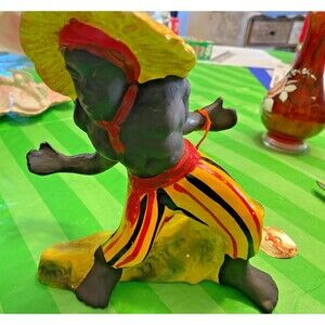 Vintage Calypso Original Hand Painted Musician Figurine Caribbean Folk Art Statu